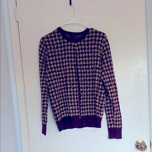 Loft Brown and Tan Houndstooth Cardigan